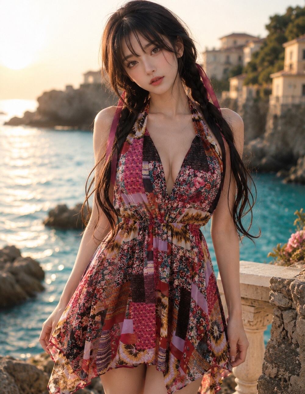 Sangrias + Sunsets flowy boho printed sheer flirty swim coverup mini dress